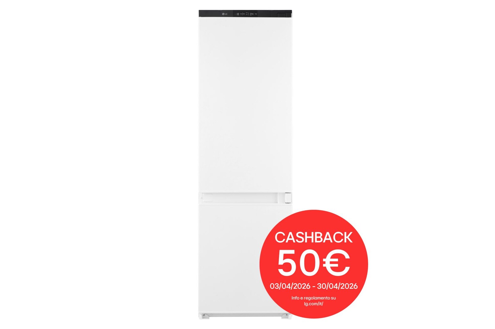 Vista frontale di Frigorifero da incasso | Classe E, 233L | 4 ripiani, Cerniere a scorrimento, Total No Frost, Porte reversibili | Bianco GTFN256SER